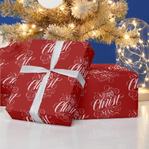 Merry CHRISTmas Christian Chalkboard Calligraphy Wrapping Paper