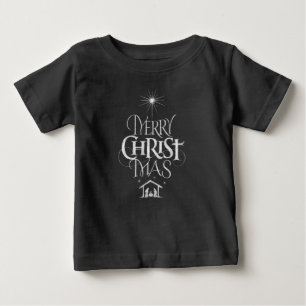 Merry Christmas Christian Christmas Black Chalk Baby T-Shirt