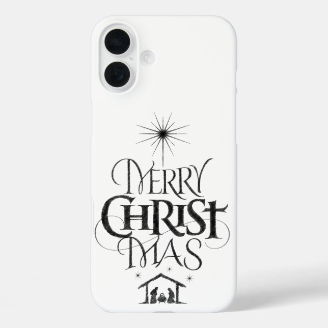 Merry Christmas Christian Christmas Calligraphy Case-Mate iPhone Case (Back)