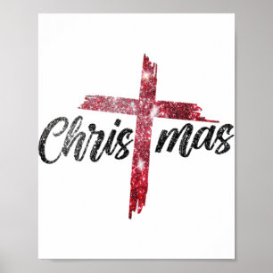Merry Christmas Christian Jesus Cross Faith Religi Poster