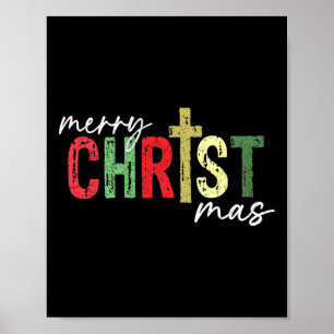 Merry Christmas Christian Jesus Cross Faith Religi Poster