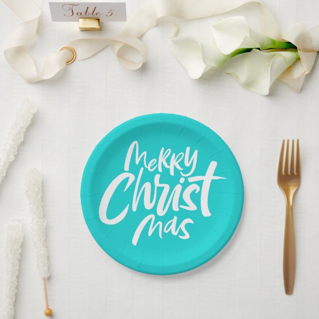  Merry Christmas Christian Lettering  Christ God Paper Plate (Wedding)