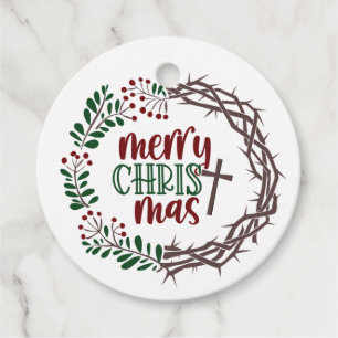 Merry CHRISTmas Christian Religious Wreath Gift Favour Tags