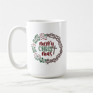 Merry CHRISTmas Christian Scripture Wreath Coffee Mug