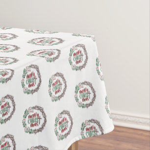 Merry CHRISTmas Christian Worship Wreath Holiday Tablecloth
