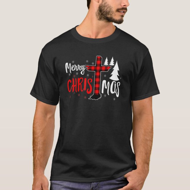 Merry Christmas Christians Buffalo Plaid 2 T-Shirt (Front)