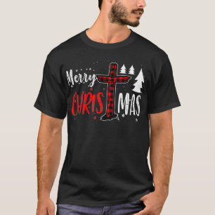 Merry Christmas Christians Gifts Buffalo Plaid Pa T-Shirt
