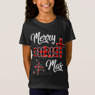 Merry Christmas Christians Gifts Buffalo Plaid Paj T-Shirt