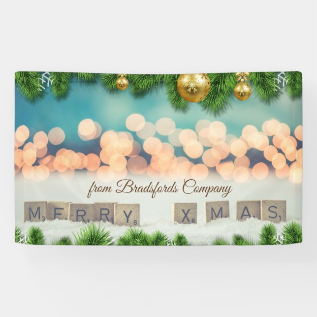 Merry Christmas ,Christmas Balls Banner (Horizontal)