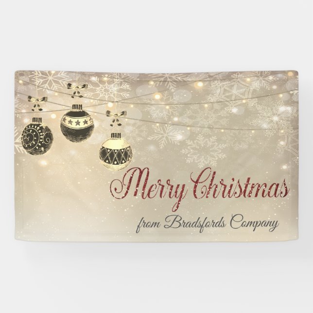 Merry Christmas,Christmas Balls, Snowflakes Banner (Horizontal)