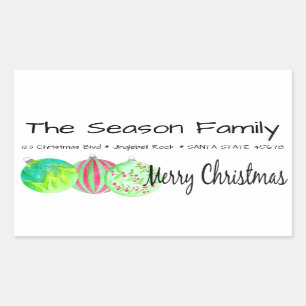 Merry Christmas Christmas baubles watercolor Rectangular Sticker
