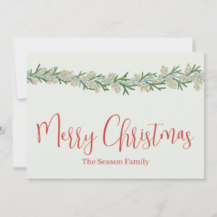 Merry Christmas, Christmas berries garland Holiday Card