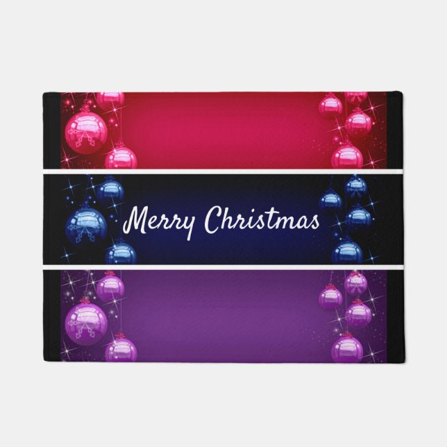Merry Christmas Christmas Bulbs Door Mat (Front)