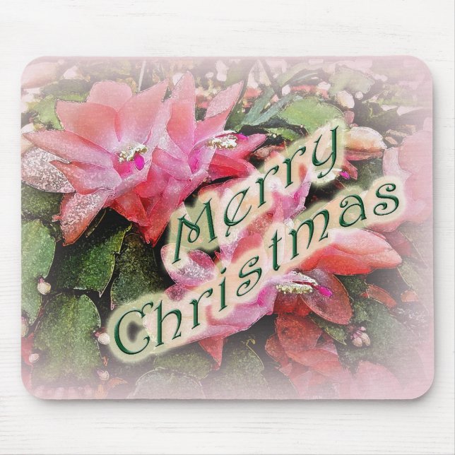 Merry Christmas Christmas Cactus Flowers 2 Mouse Pad (Front)