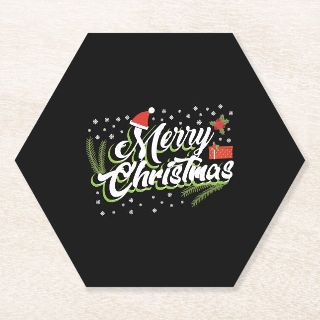 Merry Christmas - Christmas design Paper Coaster (Front)