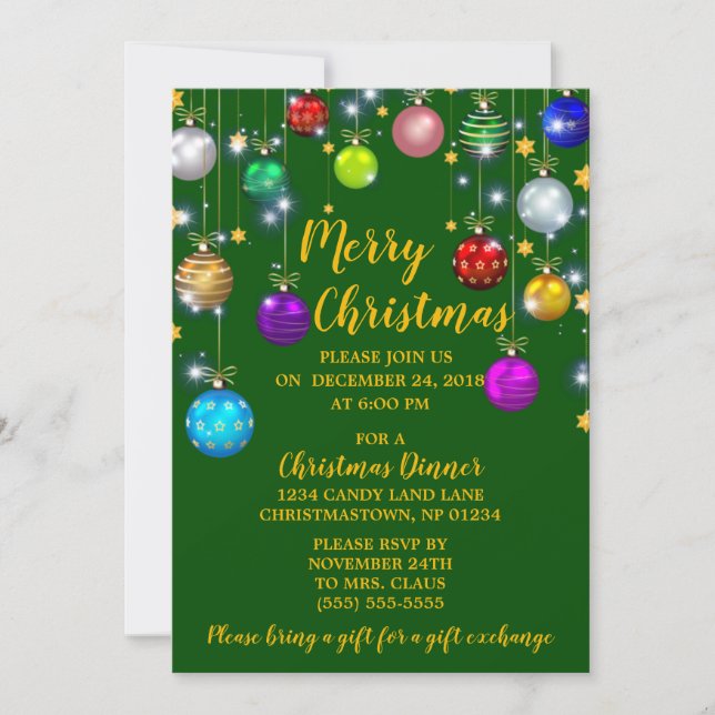 Merry Christmas, Christmas Dinner Invitation (Front)