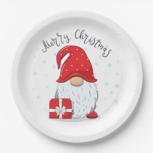 Merry Christmas, Christmas Gnome Paper Plate