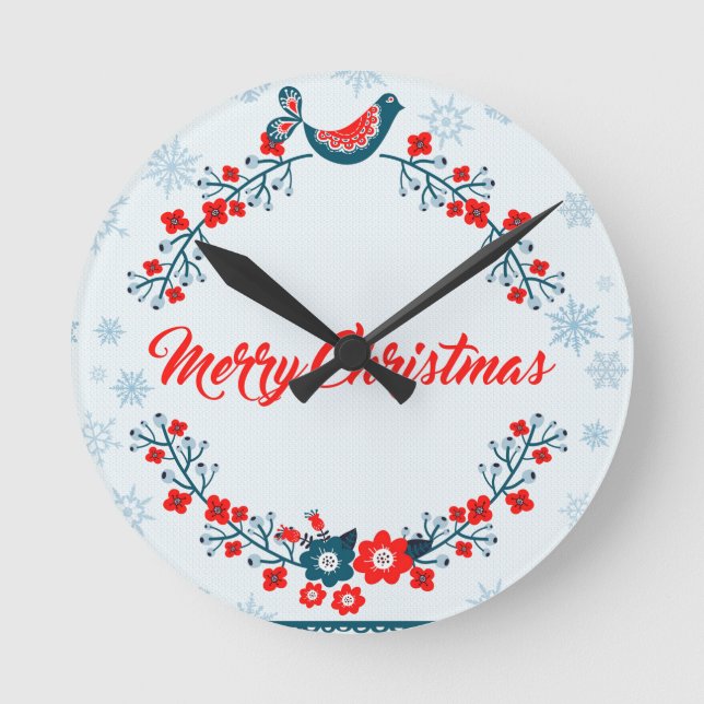 merry christmas christmas greeting round clock (Front)