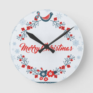 merry christmas christmas greeting round clock