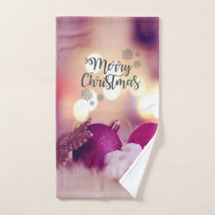Merry Christmas,Christmas Ornaments Balls Bath Towel Set