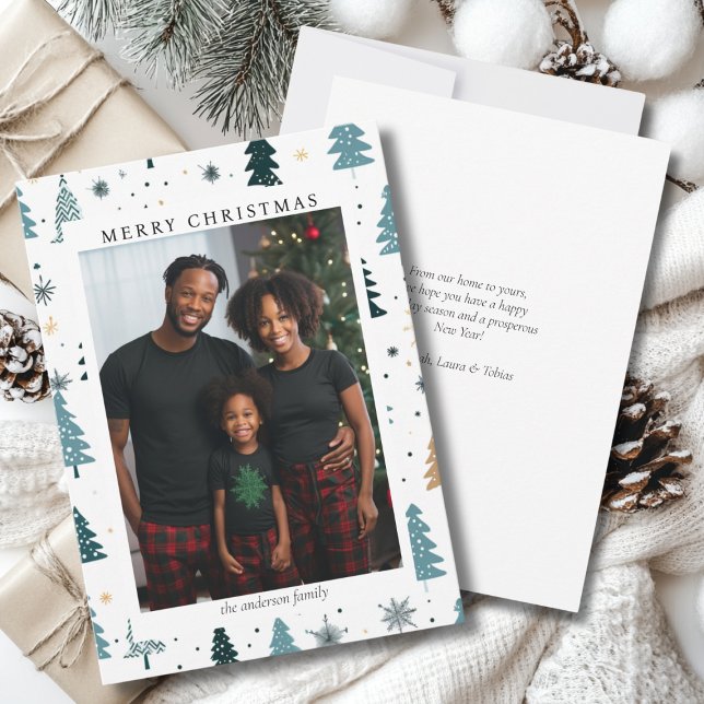 Merry Christmas! Christmas pattern, simple photo  Holiday Card (Merry Christmas! Christmas pattern, simple photo Holiday Card)