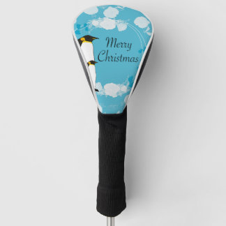 merry christmas, christmas,penguin,flowers,blue, golf head cover
