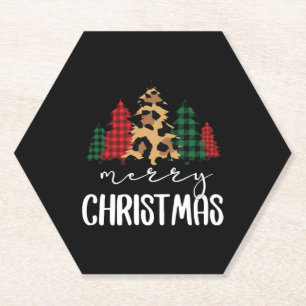 Merry Christmas Christmas Svg Leopard Tree Paper Coaster