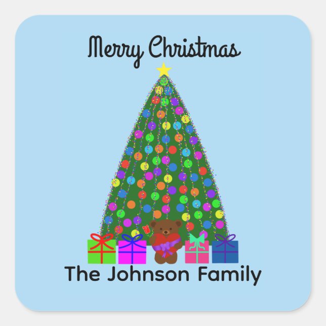 Merry Christmas Christmas Tree #2 Stickers (Front)