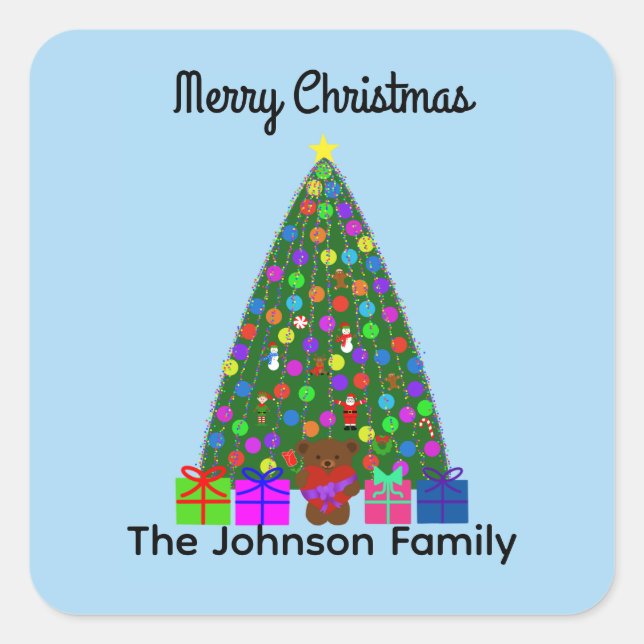 Merry Christmas Christmas Tree #3 Stickers (Front)