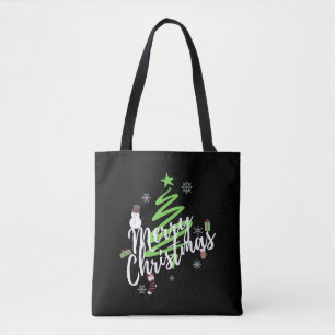 Merry Christmas, Christmas Tree, Christmas Snowman Tote Bag