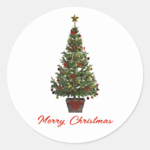 Merry Christmas. Christmas Tree Classic Round Sticker