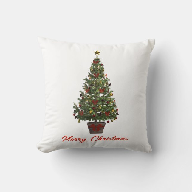 Merry Christmas. Christmas Tree Cushion (Front)
