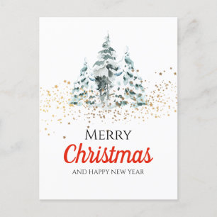 Merry christmas- christmas tree - glitter star holiday postcard