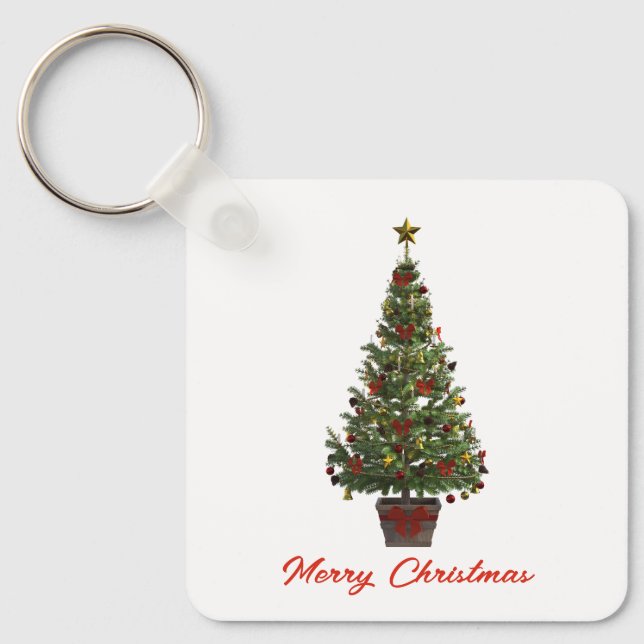 Merry Christmas. Christmas Tree Key Ring (Front)