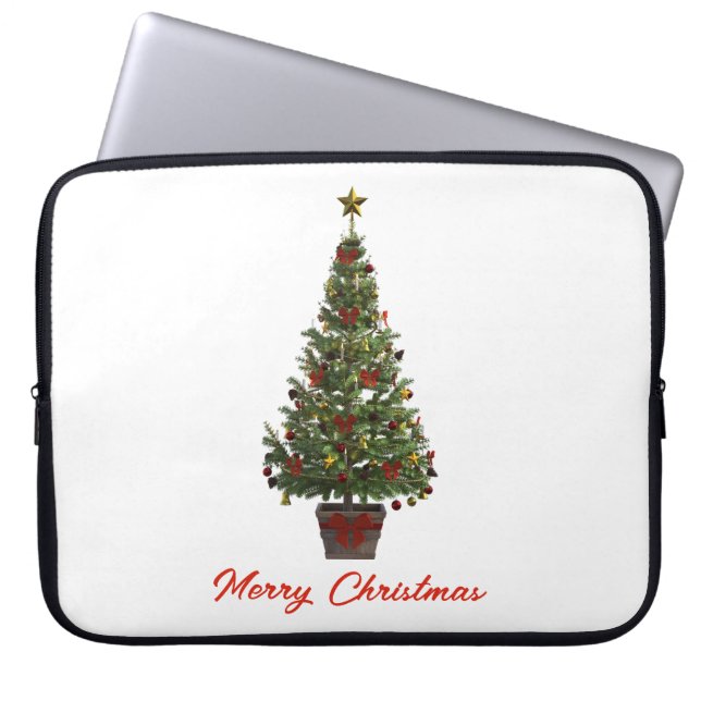 Merry Christmas. Christmas Tree Laptop Sleeve (Front)