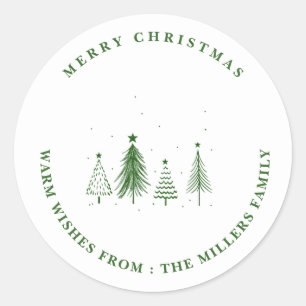 Merry Christmas   Christmas Tree Pattern  Classic Round Sticker
