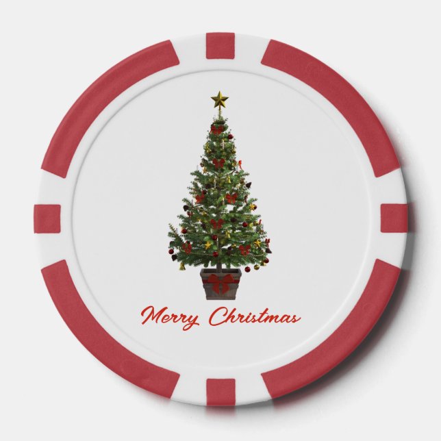 Merry Christmas. Christmas Tree Poker Chips (Front)