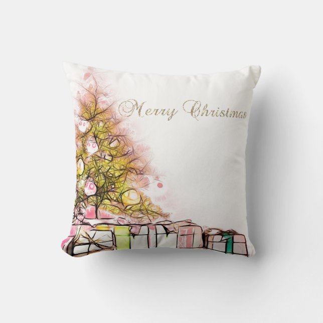 Merry Christmas,Christmas Tree Presents Cushion (Front)