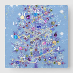 Merry Christmas - Christmas Tree - Square Wall Clock