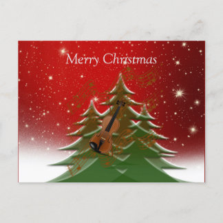 Merry Christmas - Christmas Tree w/ Violin Postcard