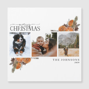 Merry Christmas Citrus Photo Holiday Card Magnet