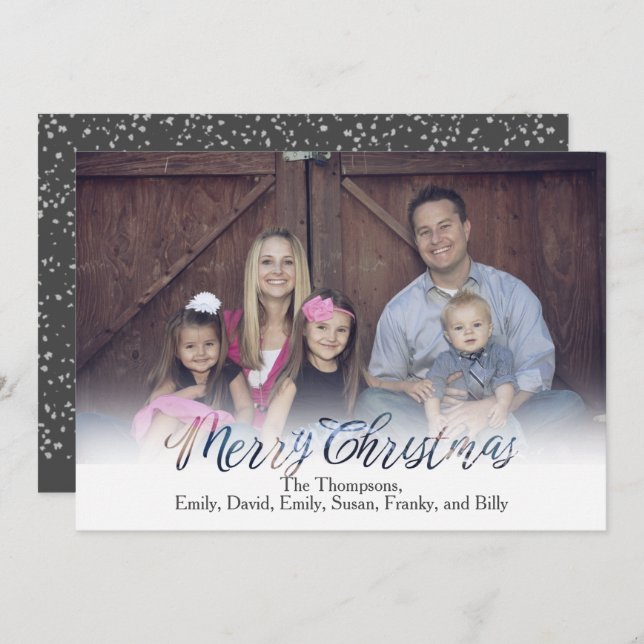 Merry Christmas Classic Calligraphy Transparent  Holiday Card (Front/Back)