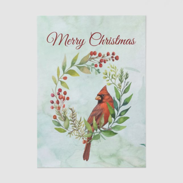 Merry Christmas Classic Cardinal  Tissue Paper (Front)