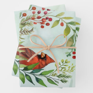 Merry Christmas Classic Cardinal  Wrapping Paper Sheet