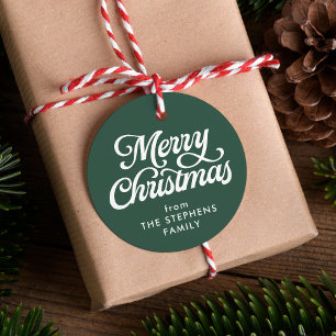 Merry Christmas classic green holiday gift tag