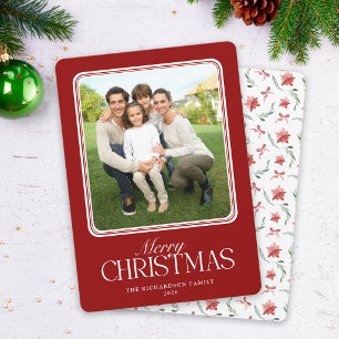 Merry Christmas Classic Minimalist Photo Christmas Holiday Card