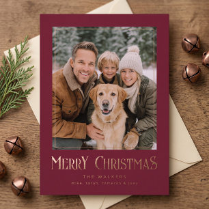 Merry Christmas Classic Photo Foil Frame Burgandy