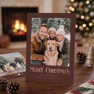 Merry Christmas Classic Photo Frame - Brown
