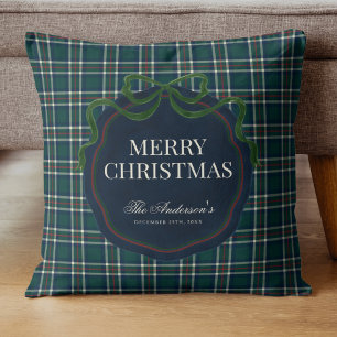 Merry Christmas Classic Preppy Tartan Plaid Cushion