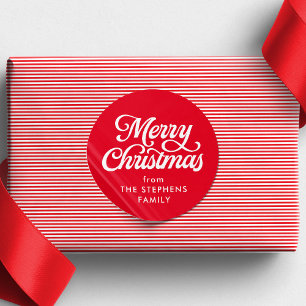 Merry Christmas classic red holiday gift  Round Sticker
